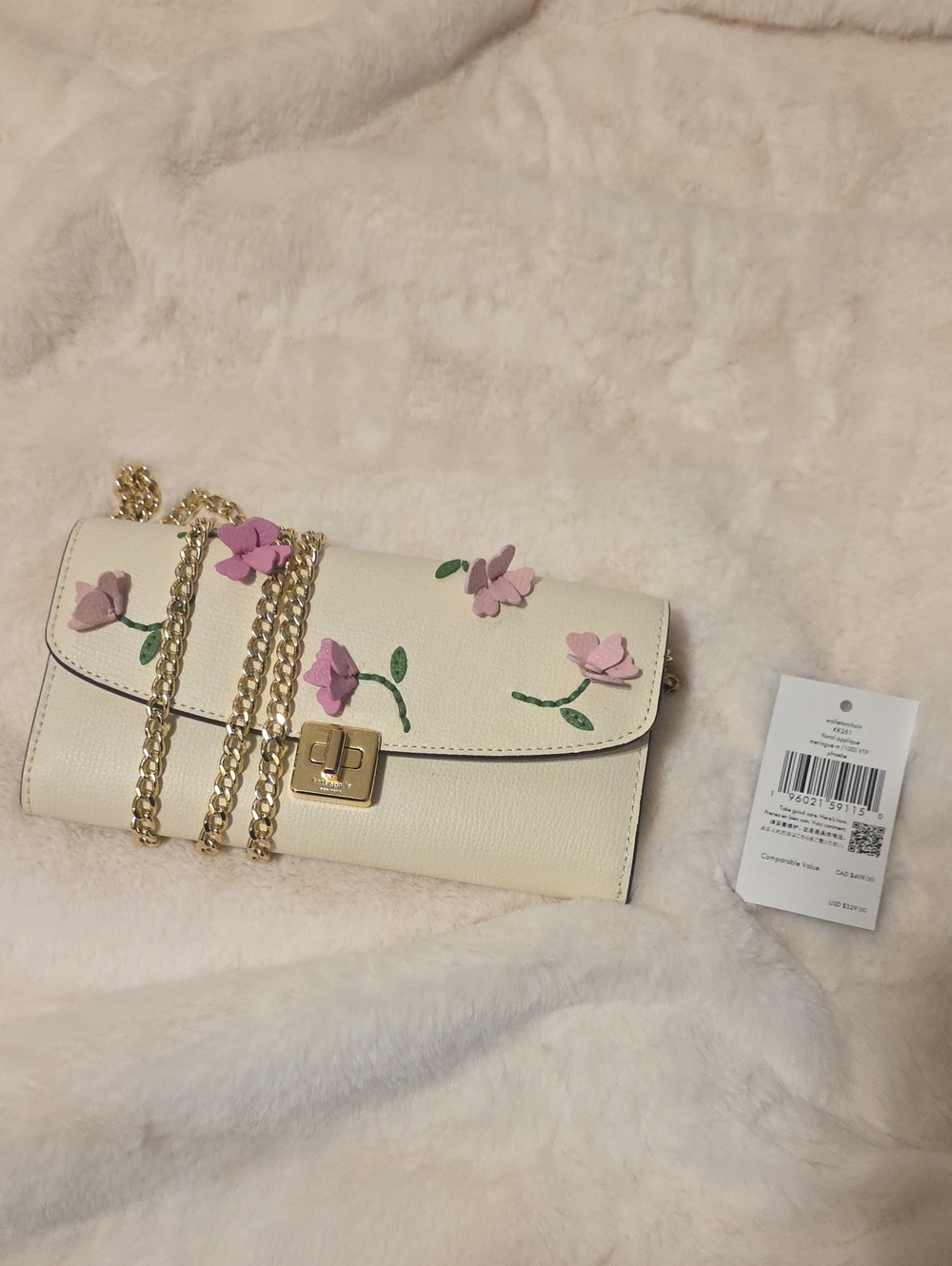 Kate Spade Phoebe Floral Applique Turnlock Wallet-on-chain Nwt